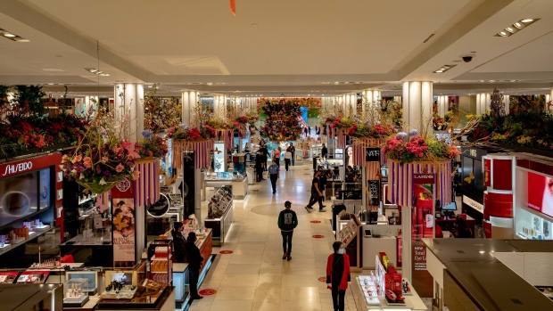 Customers walk through Macy's Inc. flagship department store in the Herald Square area of New York, U.S., on Thursday, May 13, 2021. Macy's Inc. is scheduled to release earnings figures on May 18. Photographer: Amir Hamja/Bloomberg