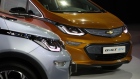General Motors Co. (GM) Chevrolet Bolt electric vehicles (EV) stand on display during the press day of the Seoul Motor Show in Goyang, South Korea, on Thursday, March 30, 2017. At the Seoul Motor Show this week, Hyundai Motor Co. will showcase a fuel-cell SUV prototype with a range of more than 800 kilometers (about 500 miles) on a single refuel. Photographer: SeongJoon Cho/Bloomberg
