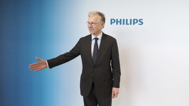 Frans van Houten, chief executive officer of Royal Philips NV, arrives ahead of a fourth quarter earnings news conference at the Philips Center in Amsterdam, Netherlands, on Tuesday, Jan. 30, 2018. Philips shares dropped after fourth-quarter profit missed estimates as a weaker dollar ate into earnings.