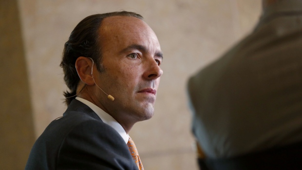 Kyle Bass, chief investment officer of Hayman Capital Management LP, listens during a Bloomberg Television interview at the Milken Institute Global Conference in Beverly Hills, California, U.S., on Tuesday, May 2, 2017. The conference is a unique setting that convenes individuals with the capital, power and influence to move the world forward meet face-to-face with those whose expertise and creativity are reinventing industry, philanthropy and media.