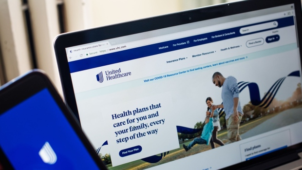 The United HealthCare Group Inc. website on a laptop computer arranged in Hastings on Hudson, New York, U.S., on Saturday, Jan. 23, 2021. UnitedHealth Group Inc. recorded a smaller profit for the last quarter of 2020 as the company saw rising medical costs tied to Covid-19, the Washington Post reports. Photographer: Tiffany Hagler-Geard/Bloomberg