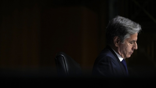 Antony Blinken, U.S. secretary of state, during a Senate Foreign Relations Committee hearing in Washington, D.C., U.S., on Tuesday, Sept. 14, 2021. Blinken yesterday defended President Biden's handling of the Afghanistan withdrawal during a contentious hearing in which Republican lawmakers accused the administration of manipulating intelligence and demanded he resign.