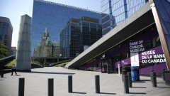 The entrance of the Bank of Canada Museum in front of the Bank of Canada building in Ottawa, Ontario, Canada, on Monday, June 7, 2021. The Canadian dollar was one of the best performers among Group-of-10 currency peers before a Bank of Canada decision Wednesday and as traders look to U.S. inflation data Thursday to gauge the direction of monetary policy. Photographer: David Kawai/Bloomberg