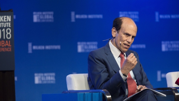 Michael Milken, chairman of Milken Institute, speaks during the Milken Institute Global Conference in Beverly Hills, California, U.S., on Monday, April 30, 2018. The conference brings together leaders in business, government, technology, philanthropy, academia, and the media to discuss actionable and collaborative solutions to some of the most important questions of our time. Photographer: Dania Maxwell/Bloomberg