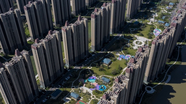Apartment buildings and recreational facilities at China Evergrande Group's Life in Venice real estate and tourism development in Qidong, Jiangsu province, China, on Sept. 21, 2021.