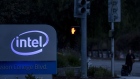 Signage at the entrance to the Intel headquarters in Santa Clara, California, U.S., on Tuesday, Oct. 19, 2021. Intel Corp. is scheduled to release earnings figures on Oct. 21. Photographer: David Paul Morris/Bloomberg