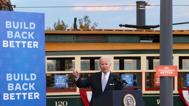 Joe Biden speaks at the Electric City Trolley Museum in Scranton, Pennsylvania, on Oct. 20.