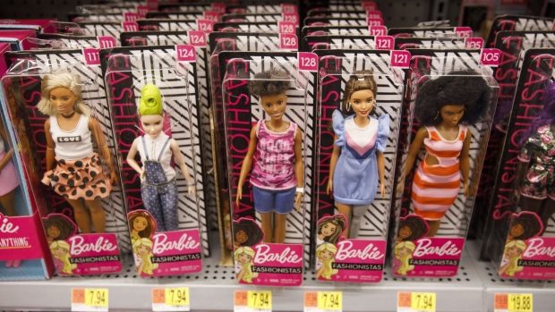 Mattel Inc. Barbie brand dolls are displayed for sale at a Walmart Inc. store in Burbank, California, U.S., on Tuesday, Nov. 26, 2019. A PWC survey shows that 36% of consumers surveyed plan to shop on Black Friday. Deals will ultimately dictate where spending and visits go. Photographer: Patrick T. Fallon/Bloomberg