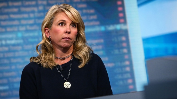 Liz Ann Sonders, senior vice president of Charles Schwab & Co. Inc., listens during a Bloomberg Television interview in New York, U.S., on Thursday, Oct. 12, 2017. Sonders explained why analysts should not factor tax cuts into earnings forecasts and looked at the impact of hurricanes on economic data.