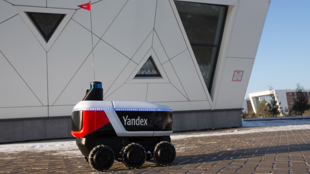 A Yandex autonomous delivery robot in Innopolis.