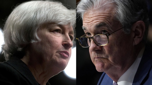 Janet Yellen and Jerome Powell Source: Andrew Harrer/Bloomberg