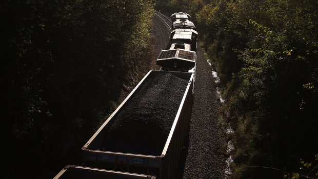 An eastbound coal train passes through Waddy, Kentucky. Photographer: Luke Sharrett/Bloomberg