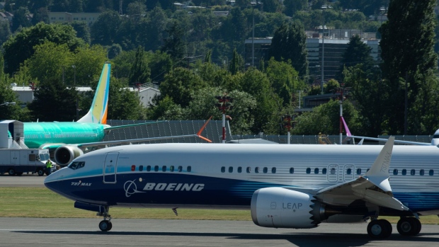 The Boeing 737 Max 10 airplane prepares to take off in Seattle, Washington, U.S., on Friday, June 18, 2021. Boeing Co.'s biggest 737 Max model took its initial flight on Friday morning, marking another milestone in the jet family's comeback from tragedy and a lengthy grounding. Photographer: Chona Kasinger/Bloomberg