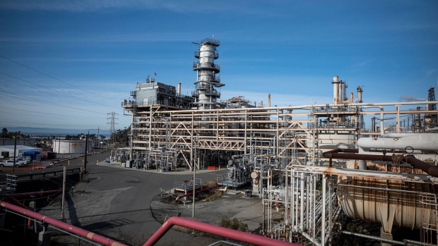 A Phillips 66 refinery in Rodeo, California, U.S., on Monday, Jan. 11, 2021. The company is the latest in a string of U.S. refiners to say it’s converting an oil refinery in California into a biofuel plant as gasoline loses its luster to fuels derived from agricultural and waste products.