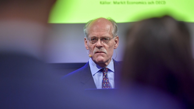 Stefan Ingves, governor of the Sveriges Riksbank, pauses during a news conference at the Swedish central bank headquarters in Stockholm, Sweden, on Thursday, Dec. 19, 2019. Sweden's central bank ended half a decade of subzero easing in a move that will provide relief to the finance industry and a test case for global counterparts experimenting with negative borrowing costs.