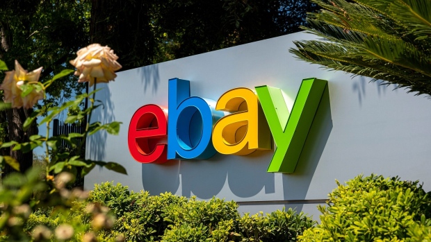 Signage at eBay headquarters in San Jose, California, U.S., on Monday, Aug. 9, 2021. eBay Inc. is expected to release earnings figures on August 11. Photographer: David Paul Morris/Bloomberg