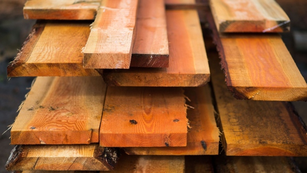 Freshly cut boards at a sawmill in Sooke, British Columbia, Canada, on Wednesday, Oct. 27, 2021. High lumber prices are back amid tight supplies and a pickup in homebuilding, even as the industry steps into what is normally a seasonal lull. Photographer: James MacDonald/Bloomberg