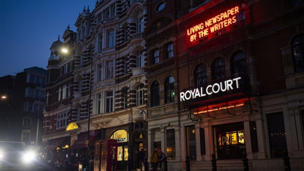 LONDON, ENGLAND - APRIL 20: A general view of Royal Court Theatre in Sloane Square on April 20, 2021 in London, England. Non-essential stores made total sales of £1.8bn this weekend, although only 23% of England's 89,953 pubs and restaurants had begun trading by last Thursday. (Photo by Rob Pinney/Getty Images)