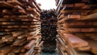 Stacks of cut lumber at a sawmill in Sooke, British Columbia, Canada, on Wednesday, Oct. 27, 2021. High lumber prices are back amid tight supplies and a pickup in homebuilding, even as the industry steps into what is normally a seasonal lull. Photographer: James MacDonald/Bloomberg