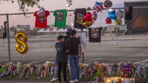 A memorial at Astroworld Festival in Houston is seen.
