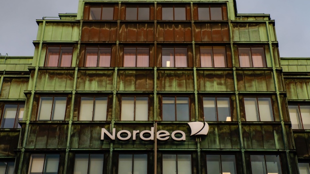 Offices of Nordea Bank Apb stand on Vesterbrogade, Copenhagen, Denmark, on Thursday, Jan. 3, 2019. For the first time in almost three years, the central bank of Denmark has bought kroner to support its euro peg through a direct intervention in the currency market. Photographer: Luke MacGregor/Bloomberg