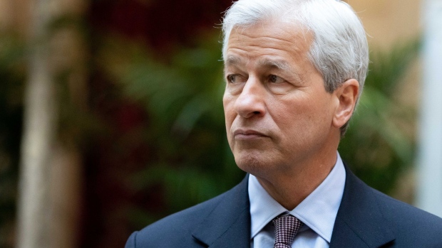 Jamie Dimon, chief executive officer of JPMorgan Chase & Co., pauses ahead of a Bloomberg Television interview at the JPMorgan Global Markets Conference in Paris, France, on Thursday, March 14, 2019. European banks need to look beyond their home countries for mergers in order to tap the region’s full economic power and become more competitive, Dimon said.