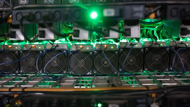 Cryptocurrency mining rigs. Photographer: James MacDonald/Bloomberg