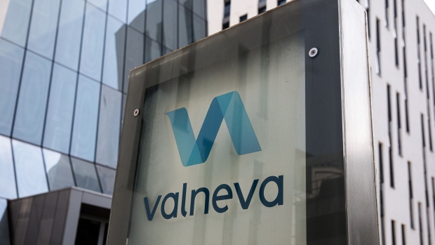 A sign stands outside the Valneva SA laboratories in Vienna, Austria, on Thursday, Aug. 6, 2020. The U.K. has signed agreements to buy 90 million doses of vaccines in development by drugmakers including Pfizer Inc., BioNTech SE and Valneva SE, joining countries around the world racing to secure supplies of protection against Covid-19. Photographer: Akos Stiller/Bloomberg