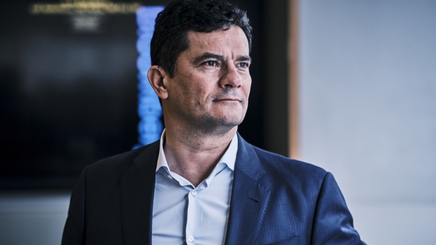 Sergio Moro, former Carwash corruption probe judge, after an interview in Brasilia, Brazil, on Wednesday, Nov. 17, 2021. As a star judge, Moro jailed scores of politicians and business leaders during Brazil’s explosive Carwash corruption probe.