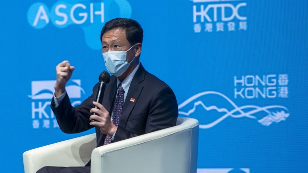 Ong Ye Kung, Singapore's health minister, speaks during the Asia Summit on Global Health in Hong Kong, China, on Wednesday, Nov. 24, 2021. The inaugural event discusses public healthcare challenges during the pandemic and the future direction of public health policies.