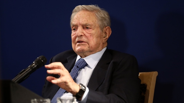 George Soros, billionaire and founder of Soros Fund Management LLC, speaks at an event on day three of the World Economic Forum (WEF) in Davos, Switzerland, on Thursday, Jan. 23, 2020. World leaders, influential executives, bankers and policy makers attend the 50th annual meeting of the World Economic Forum in Davos from Jan. 21 - 24.