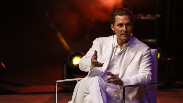 Actor Matthew McConaughey speaks during the Annual Telmex-Telcel Foundation Meeting in Mexico City, Mexico, on Friday, Sept. 6, 2019. The annual meeting brought together ten thousand scholars from Telmex-Telcel Foundation to listen and interact with prominent Mexican and foreign personalities from various fields and specialties.