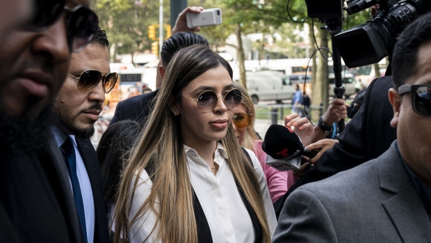 Emma Coronel Aispuro arrives at federal court in New York on July 17, 2019. Photographer: Drew Angerer/Getty Images