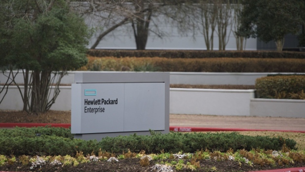 Signage outside Hewlett Packard Enterprise headquarters in Houston, Texas, U.S., on Saturday, Feb. 27, 2021. Hewlett Packard Enterprise Co. is scheduled to release earnings figures on March 2. Photographer: Mark Felix/Bloomberg