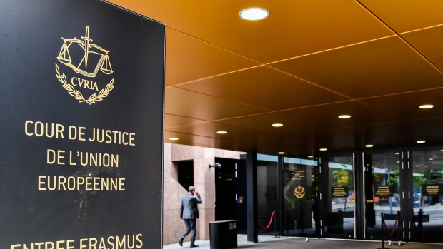 A visitor arrives at the European Union (EU) Court of Justice in the Plateau de Kirchberg district of Luxembourg, on Monday, July 15, 2019. Brexit has made Luxembourg a favorite EU hub for insurers, funds and asset managers to relocate to from the U.K. Moves include those by insurance giant American International Group Inc., private-equity firm Blackstone, RSA Insurance Group Plc, U.S. insurer FM Global, Lloyd's of London insurer Hiscox Plc and asset manager M&G Investments.