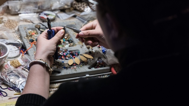 Natalie Jacob, designer of Etymology Jewelry, demonstrates making a piece of jewelry for a photograph at her studio in the Brooklyn borough of New York, U.S., on Monday, April 2, 2018. About six months ago, merchants noticed changes to the Etsy Wholesale service. The company hasn't formally shut down the service, but its seeming abandonment fits in with Chief Executive Officer Josh Silverman's efforts to refocus the handmade marketplace on areas that generate the most growth on the core e-commerce site. Photographer: Jackie Molloy/Bloomberg