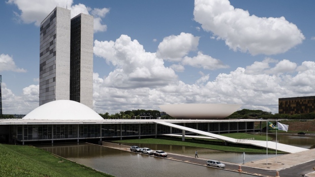 The National Congress of Brazil in Brasilia, Brazil, on Tuesday, Oct. 26, 2021. Brazil senators said Jair Bolsonaro should be charged for nine crimes, including charlatanism, malfeasance and crimes against humanity in their conclusion of a probe into the government’s handling of the pandemic that’s unlikely to have any short-term impact on the president’s political fate. Photographer: Gustavo Minas/Bloomberg