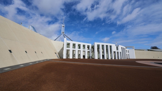 Parliament House in Canberra, Australia, on Saturday, Aug. 28, 2021. Over the years, Australia has increasingly legislated to curb foreign interference and acquisitions of critical infrastructure — moves widely seen as an attempt to contain Chinese influence. Photographer: Rohan Thomson/Bloomberg