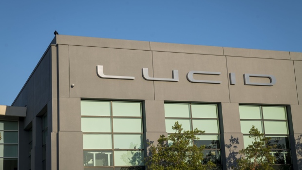 The Lucid Motors Inc. headquarters in Newark, California, U.S., on Monday, Aug. 3, 2020. The final specs and design of the Lucid Air are due to be unveiled at an event in September and executives say customers can now expect delivery of the first batch of Airs in spring 2021. Photographer: David Paul Morris/Bloomberg