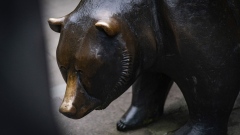 A bear statue stands outside the Frankfurt Stock Exchange, operated by Deutsche Boerse AG, in Frankfurt, Germany, on Tuesday, April 28, 2020. The European Central Bank’s response to the coronavirus has calmed markets while setting it on a path that could test its commitment to the mission to keep prices stable. Photographer: Peter Juelich/Bloomberg