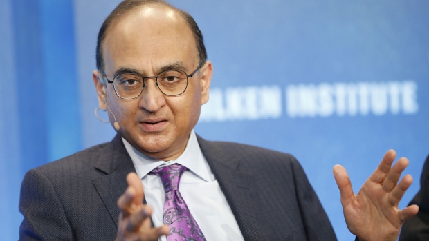 Vasant Prabhu, chief financial officer of Visa Inc., speaks during the Milken Institute Global Conference in Beverly Hills, California, U.S., on Tuesday, May 2, 2017. The conference is a unique setting that convenes individuals with the capital, power and influence to move the world forward meet face-to-face with those whose expertise and creativity are reinventing industry, philanthropy and media.