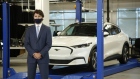 Justin Trudeau, Canada's prime minister, stands in front of a Ford Mach-5 electric vehicle during a news conference at the Ford Connectivity and Innovation Centre in Ottawa, Ontario, Canada, on Thursday, Oct. 8, 2020. The governments of Canada and Ontario will contribute C$295 million ($223 million) each to Ford Motor Co. to help fund a plan to build electric vehicles in the province, according to a senior government official.