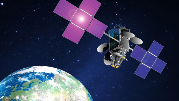 An illustration shows the Intelsat 17 satellite, manufactured by Intelsat SA.
