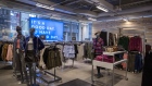 Women's clothing is displayed for sale inside a Nordstrom Rack store in the Herald Square neighborhood of New York.