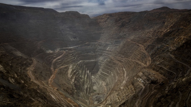 The Codelco Chuquicamata open pit copper mine stands near Calama, Chile, on Thursday, Aug. 2, 2018. Protests at the Chuquicamata copper mine in late July were the first labor disruptions in Chile this year, and happened amid calls for a strike from the union at the world's largest mine, BHP Billiton Ltd.'s Escondida. Photographer: Cristobal Olivares/Bloomberg