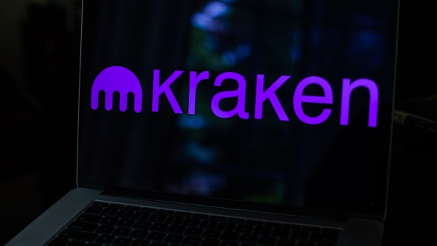 The Kraken logo on a laptop computer. Photographer: Tiffany Hagler-Geard/Bloomberg