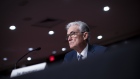 Jerome Powell, chairman of the U.S. Federal Reserve, during a Senate Banking, Housing and Urban Affairs Committee hearing in Washington, D.C., U.S., on Tuesday, Nov. 30, 2021. The Federal Reserve chair, in his first public remarks on the omicron variant of the coronavirus, said it poses risks to both sides of the central bank's mandate to achieve stable prices and maximum employment. Photographer: Al Drago/Bloomberg