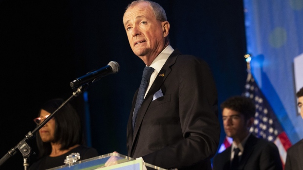 Phil Murphy, governor of New Jersey, speaks during an election night event in Asbury Park, New Jersey, U.S., on Wednesday, Nov. 3, 2021. Murphy is locked in a tight race with Republican challenger Jack Ciattarelli in his bid for a second term.