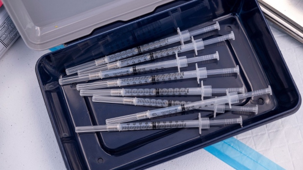 Syringes with doses of the Moderna Inc. Covid-19 vaccine.