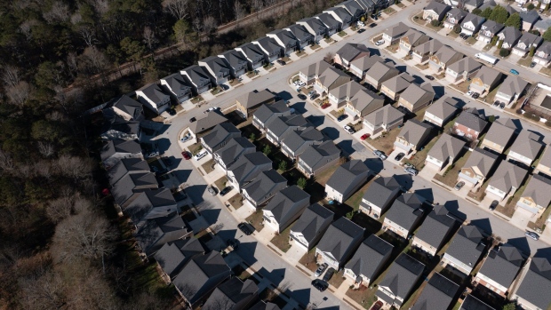 Homes in a subdivision in McDonough, Georgia. Photographer: Elijah Nouvelage/Bloomberg